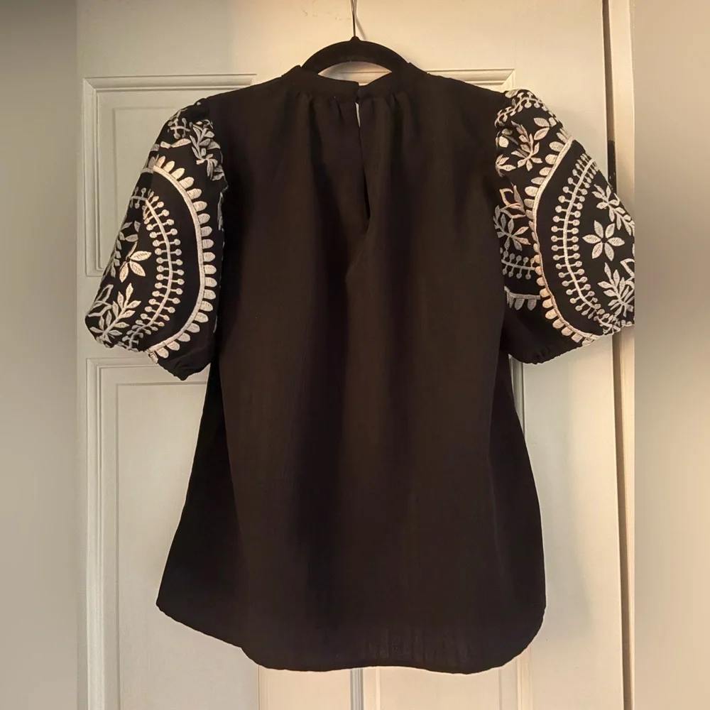 THML Black Blouse with White Embroidery - Picture 2 of 3